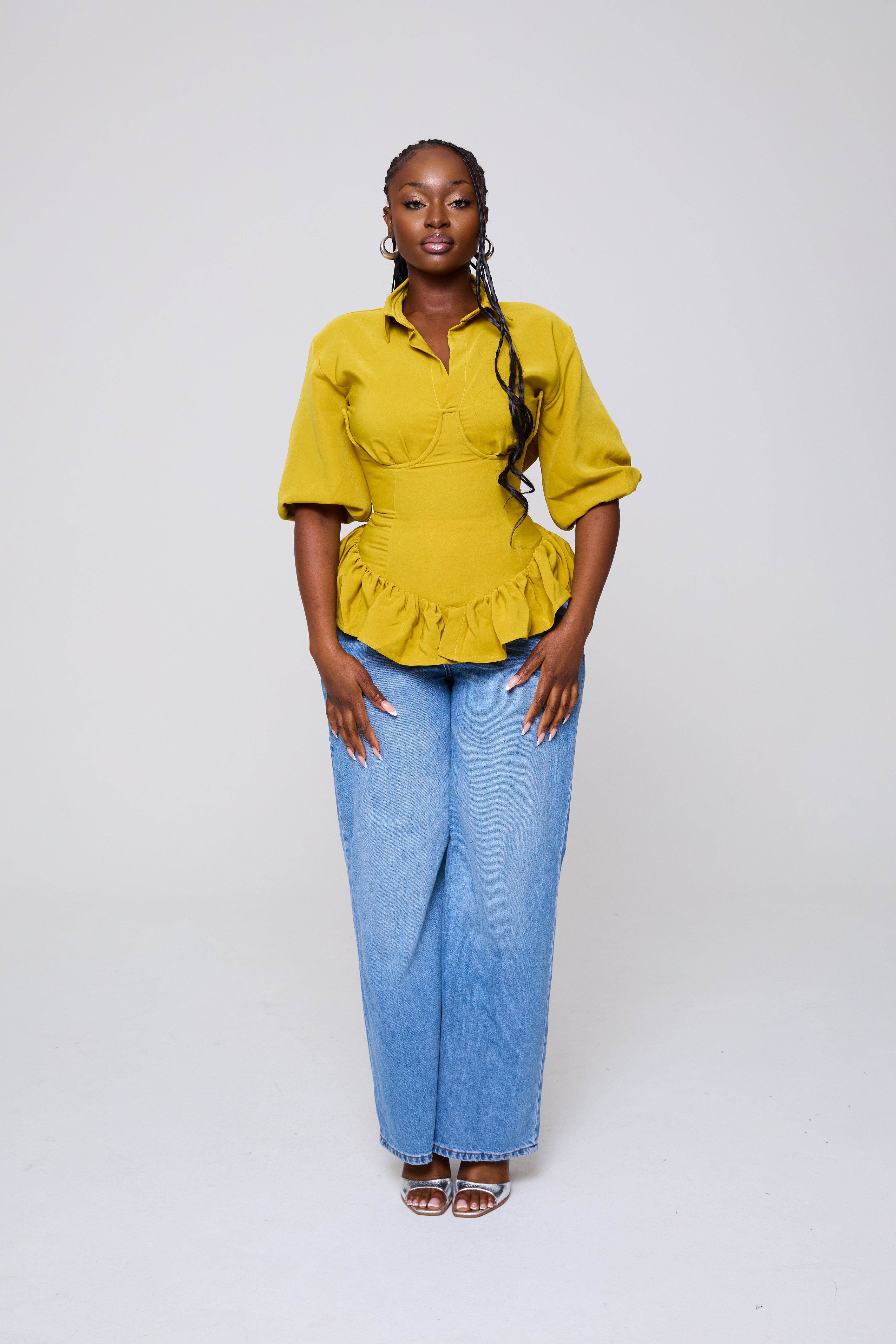 Fatoumata Back Corset Top in Olive Green