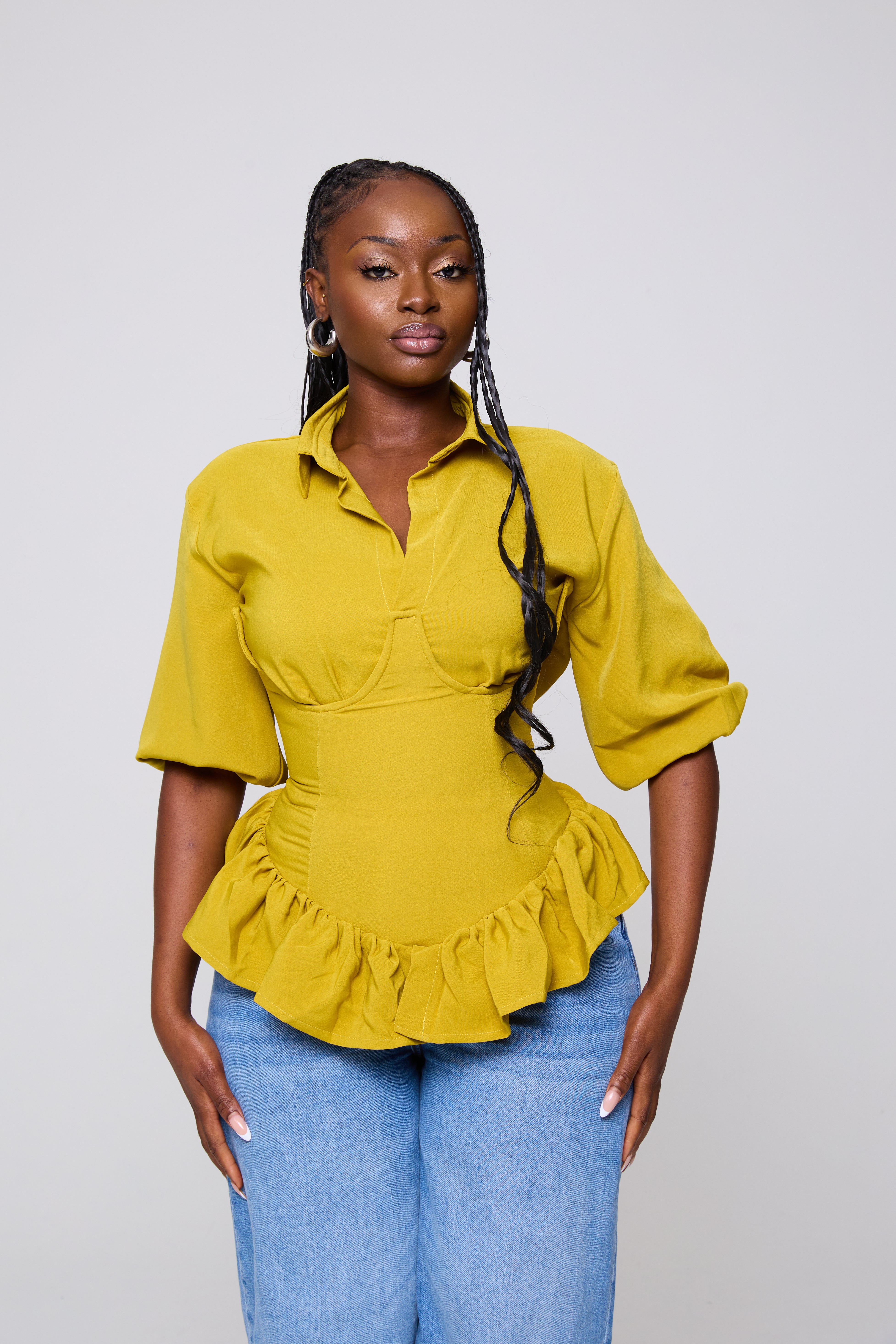 Fatoumata Back Corset Top in Olive Green