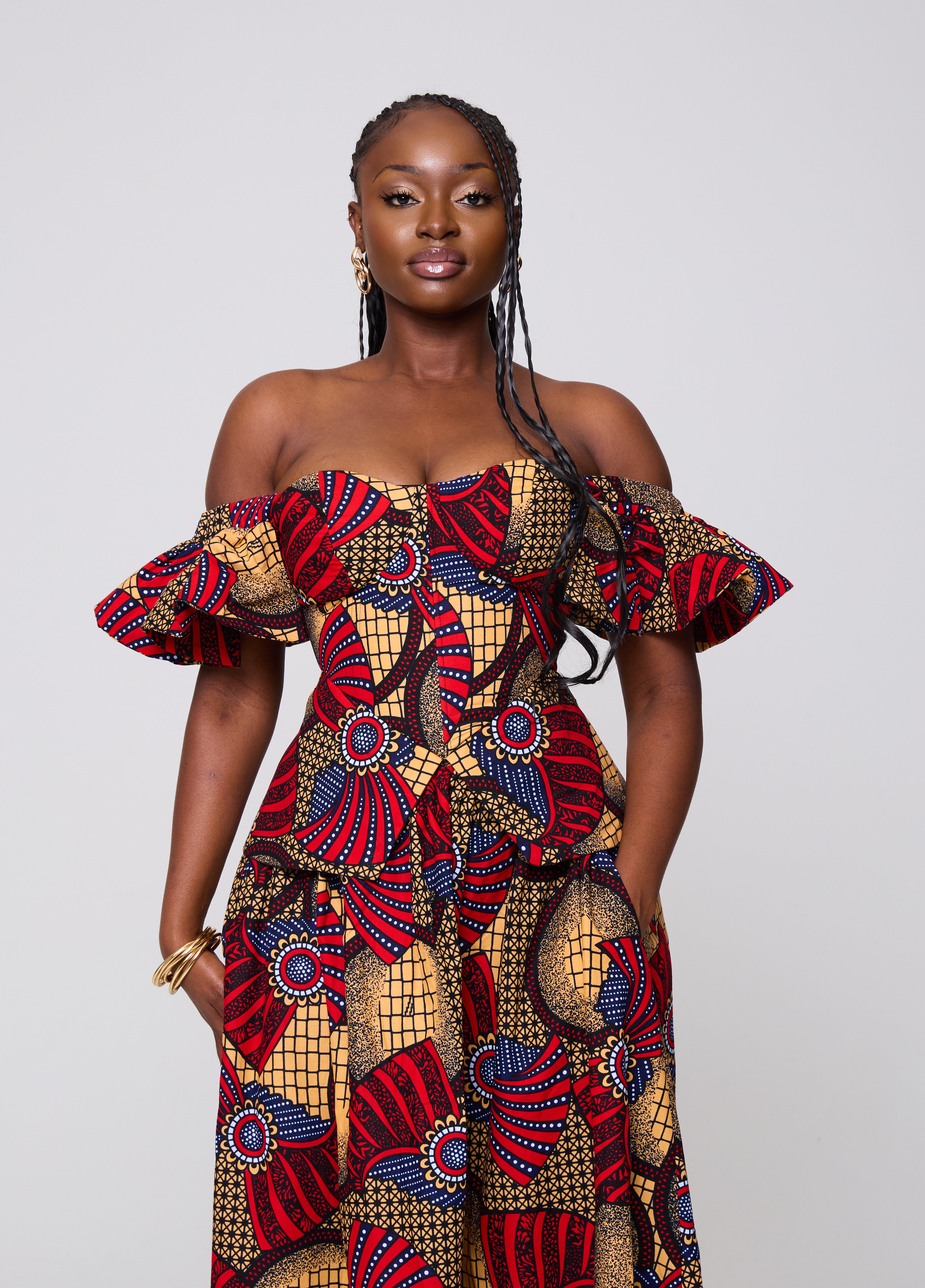 NDEYE CORSET TOP & MAXI SKIRT SET